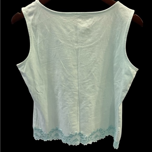 Coldwater Creek Lace Bottom Stretch sleeveless Tank Pistachio Mint Sz M - Picture 3 of 8